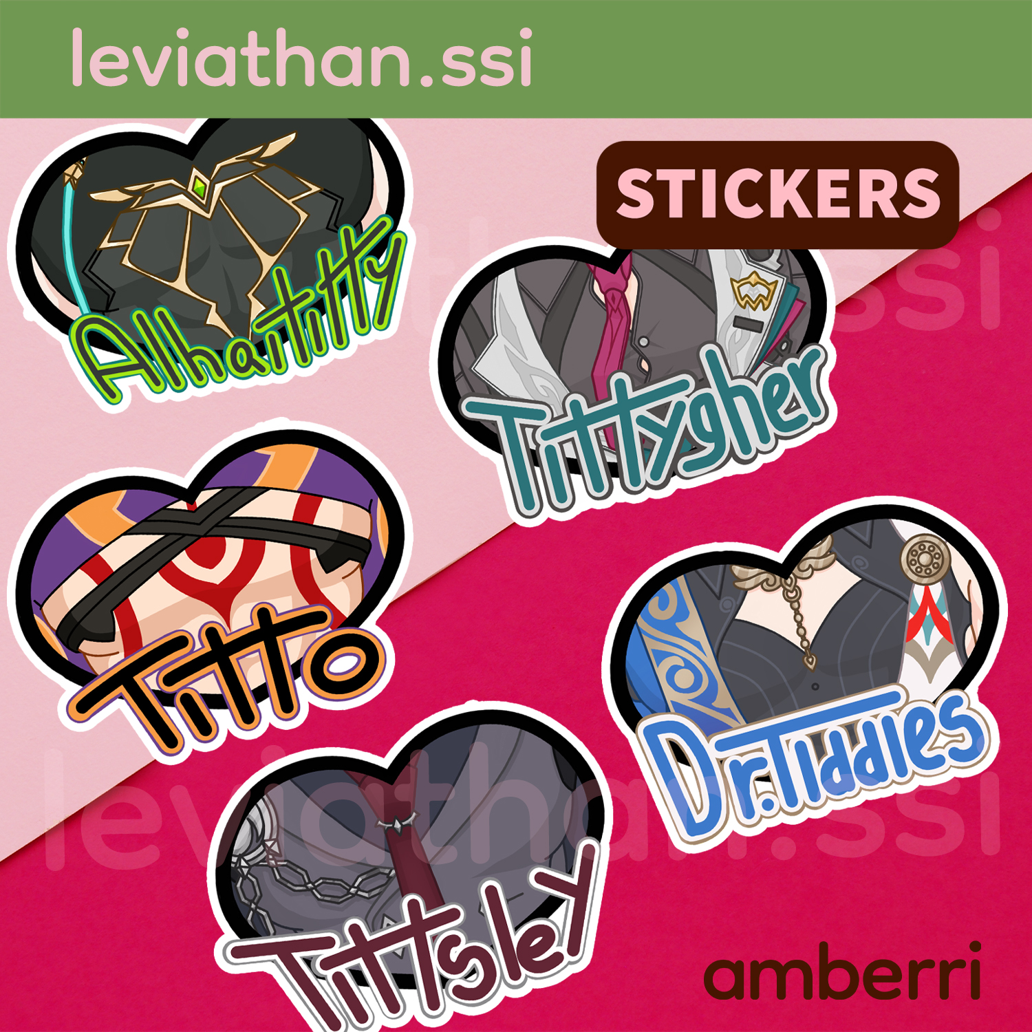 Genshin impact and Honkai Star Rai funny vinyl stickers