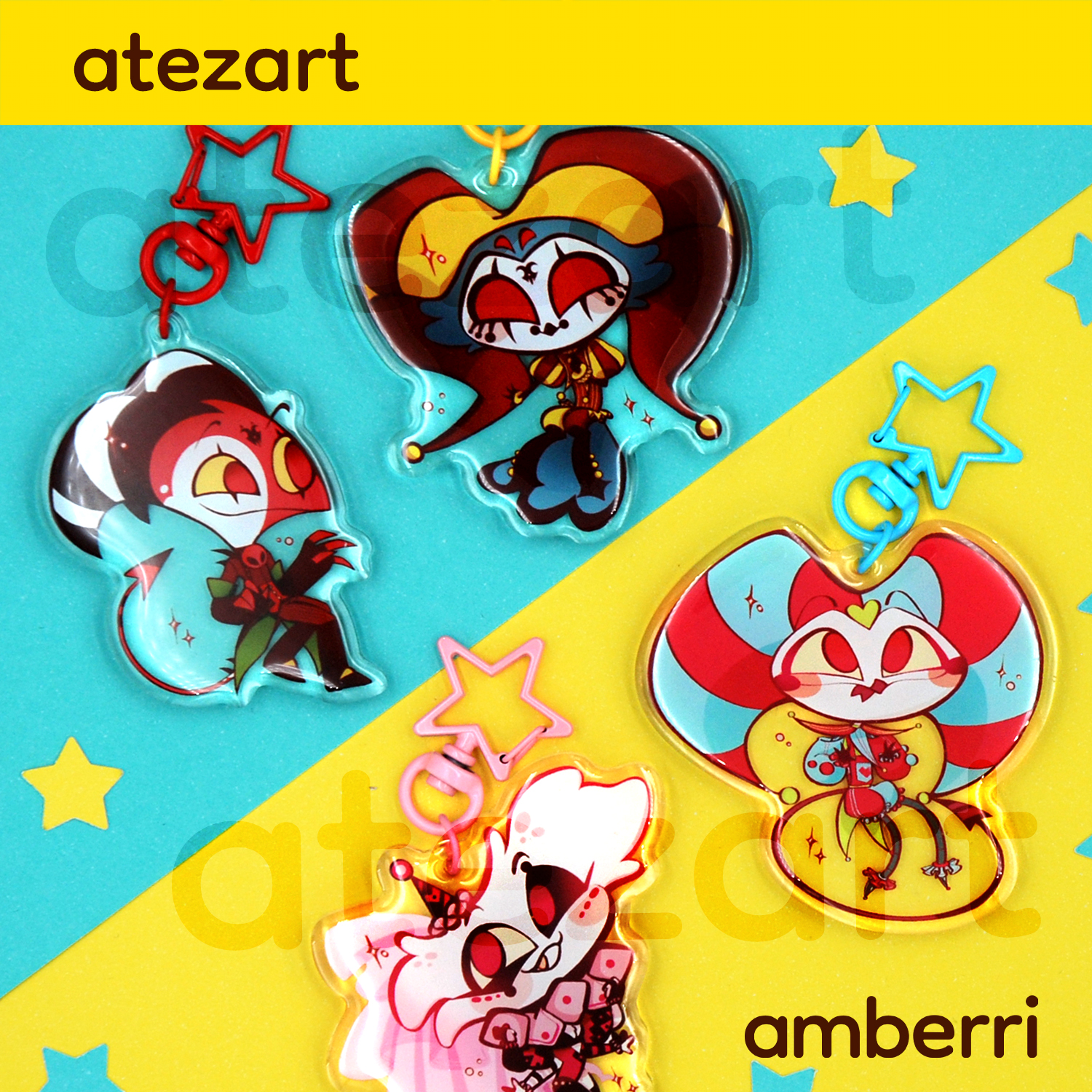CIRCUS AU keychains - Fizzarolli/Angel Dust/Blitz/Stolas | Helluva Boss/Hazbin Hotel
