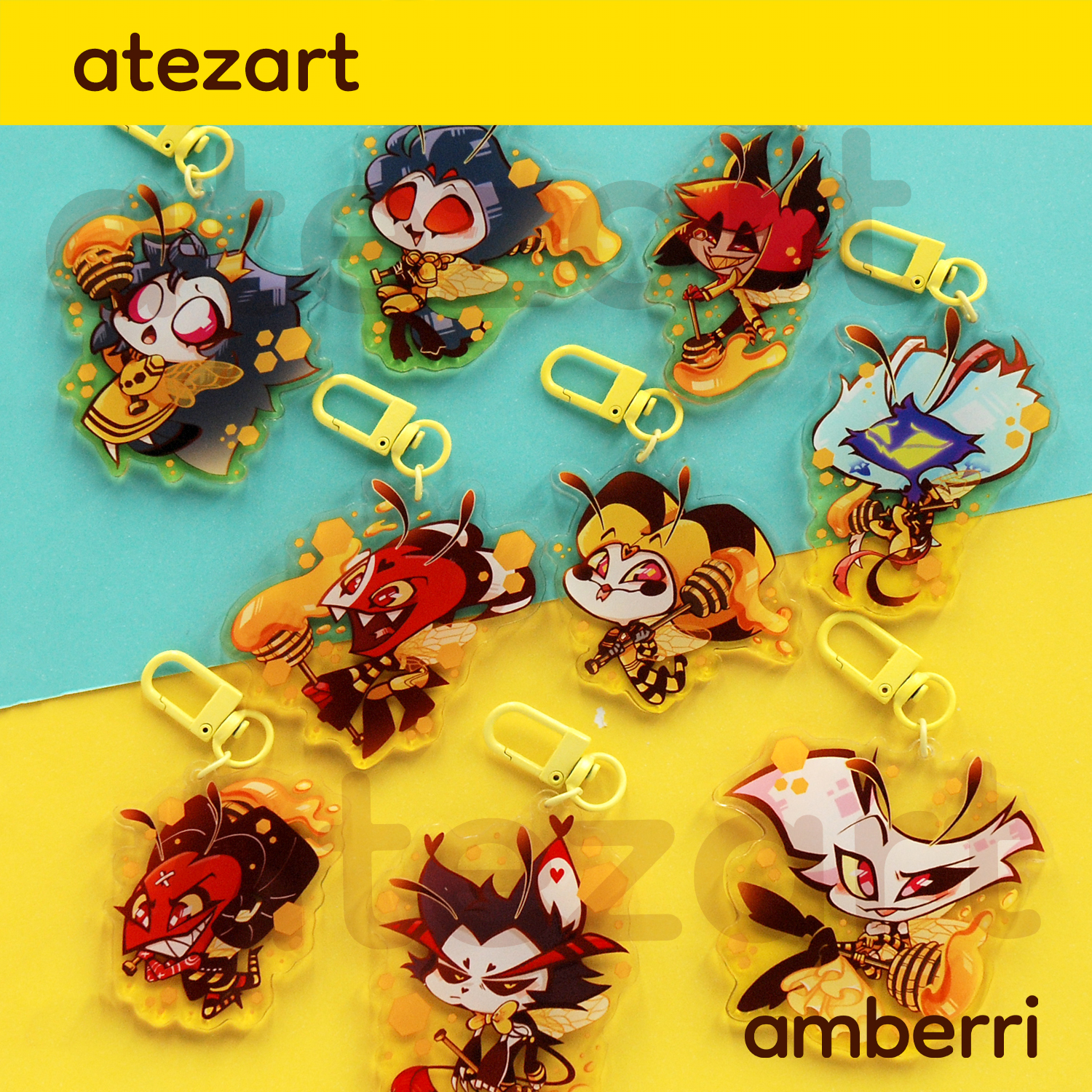Bee keychains - Fizzarolli/Octavia/Angel Dust | Helluva Boss/Hazbin Hotel